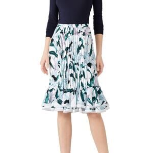Tory Burch Louisa 100% silk floral pleated ruffled hem midi skirt Sz 6 feminine